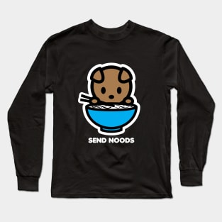 Dog Puppy Send Noods Food Noodles Pho Ramen Funny Animal Long Sleeve T-Shirt